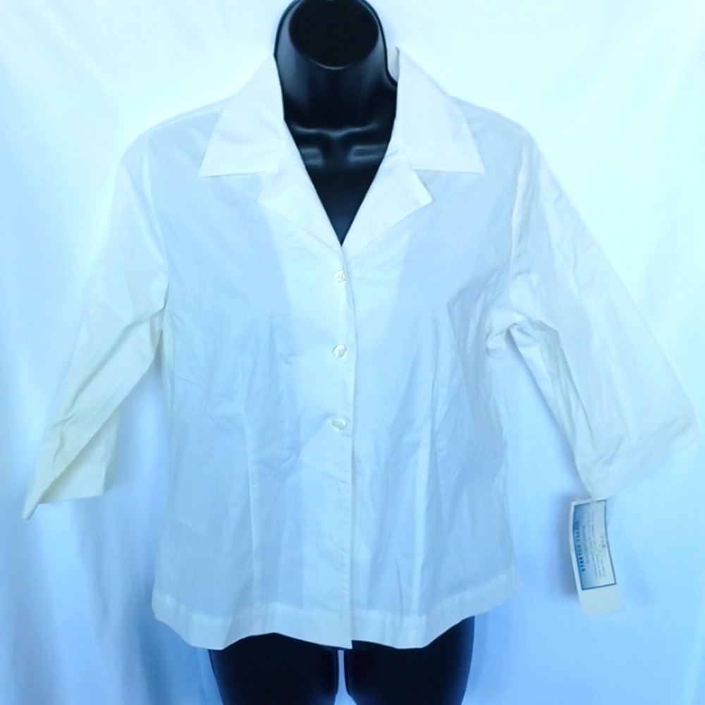 New York City Design Co. Vintage Button Up Stretch Blouse, nwt, LP